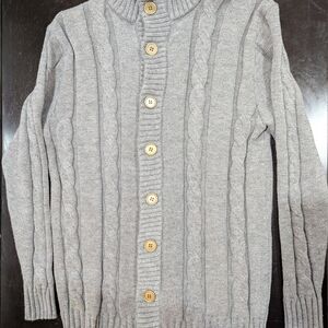 Men's Stylish Gray Cable Knit Cardigan